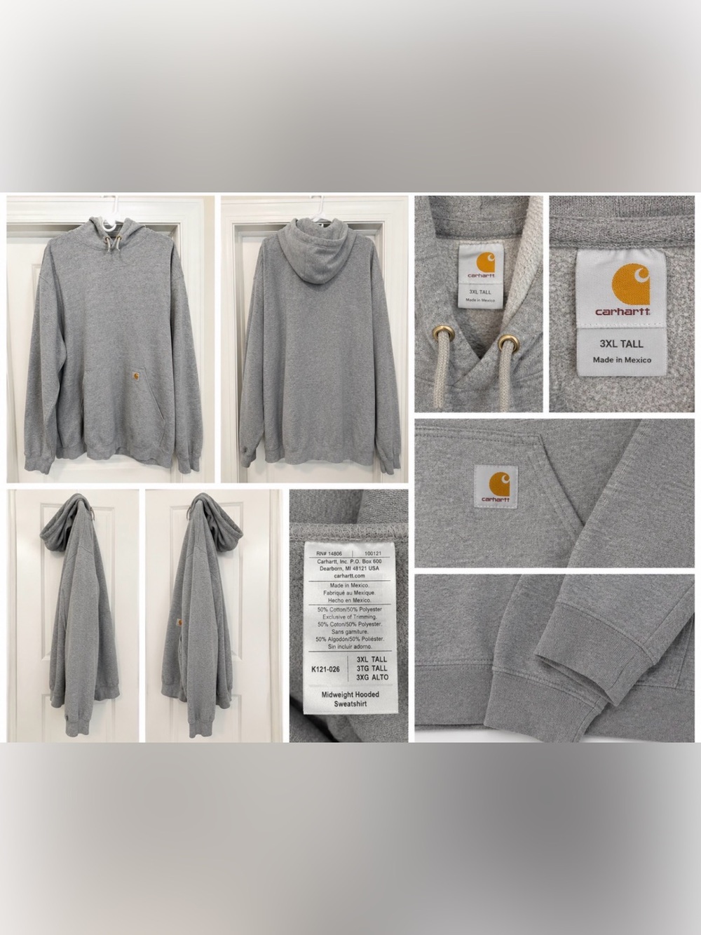Carhartt Heather Gray Hooded Pullover Sweatshirt